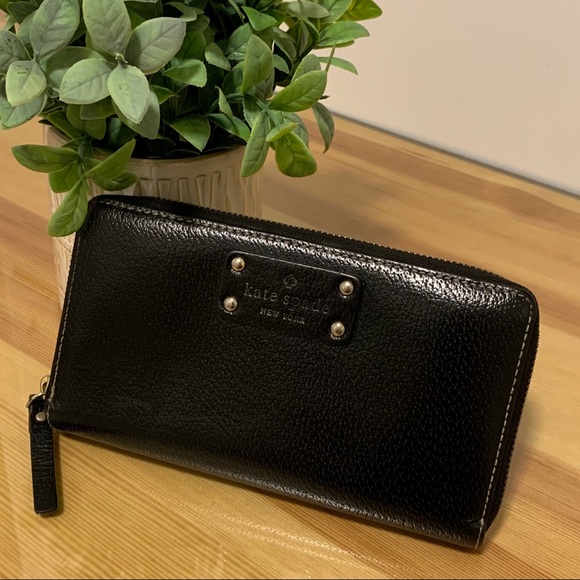 kate spade Handbags - Kate Spade Wellesley Neda Pebbled Black Leather Zip Around Wallet